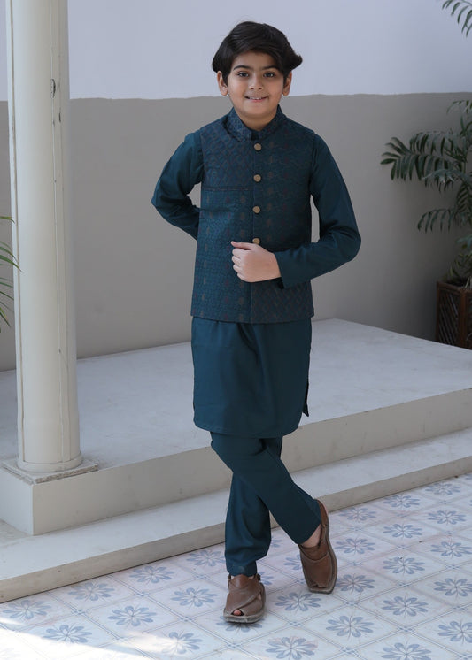 Pine Green Waistcoat Suit-AHW-043