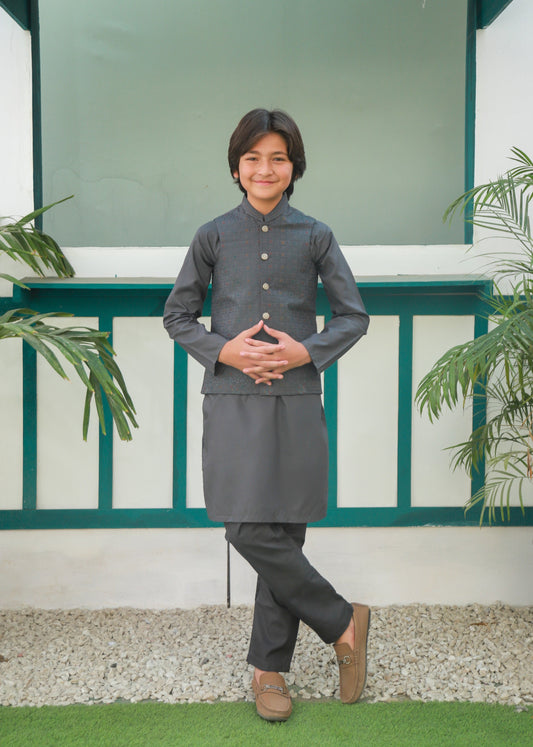Grey Waistcoat Suit Ahw-047