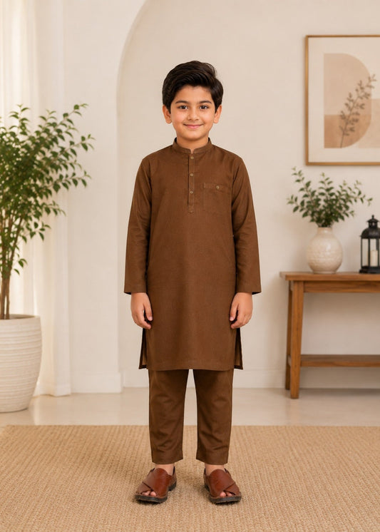 Mehendi Brown Kurta Trouser-AH 017