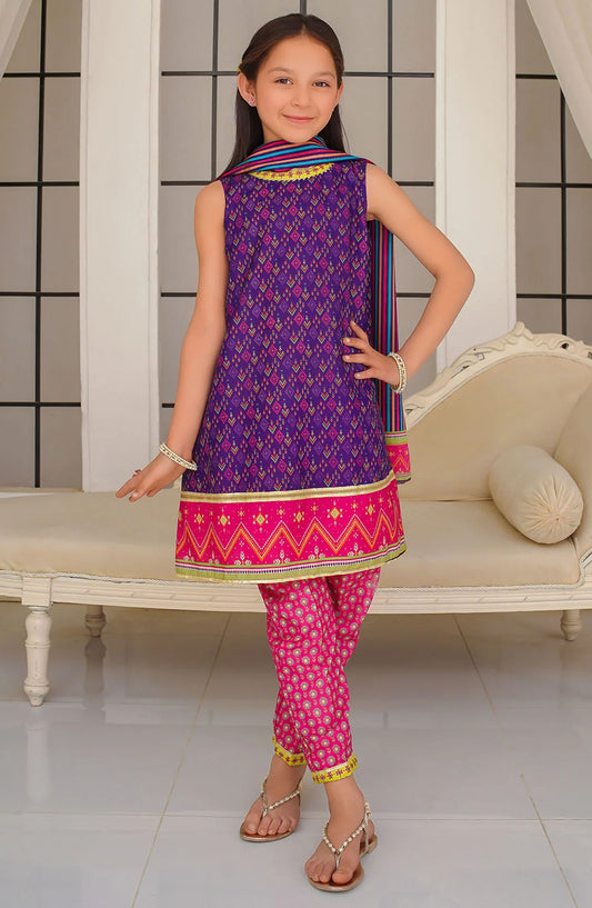 Swiss Lawn Digital Printed 3 Piece Suit - INDP-34 - OCH25TE - Purple - Casual Collection