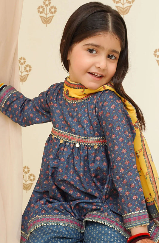 Swiss Lawn Digital Printed 3 Piece Suit - INDP-29 - OCH25TE - Blue - Casual Collection