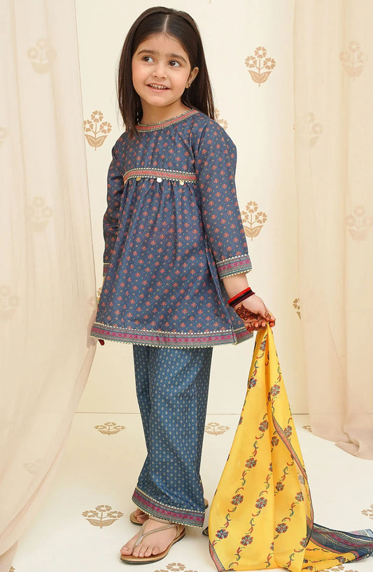 Swiss Lawn Digital Printed 3 Piece Suit - INDP-29 - OCH25TE - Blue - Casual Collection