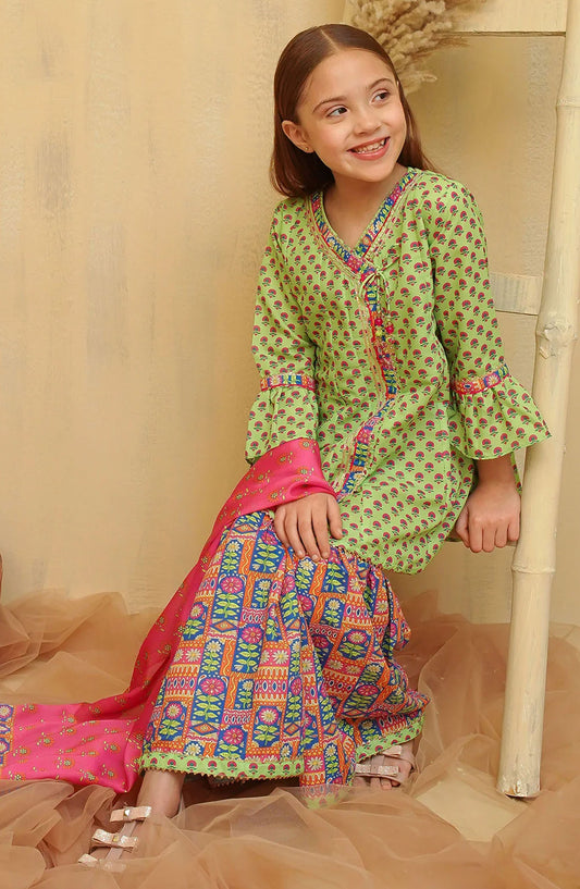 Swiss Lawn Digital Printed 3 Piece Suit - INDP-21 - OCH25TE - Green - Casual Collection