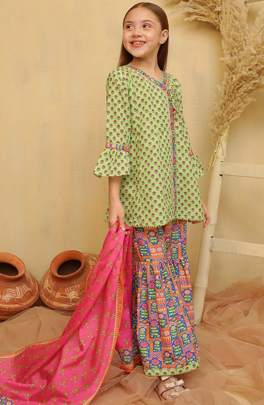 Swiss Lawn Digital Printed 3 Piece Suit - INDP-21 - OCH25TE - Green - Casual Collection