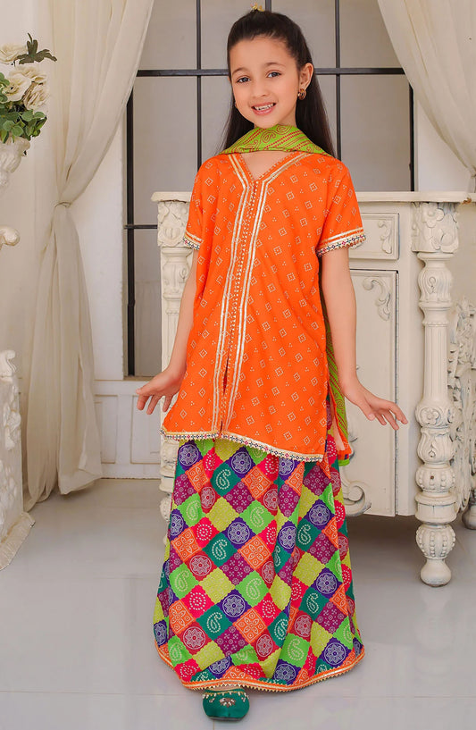 Swiss Lawn Digital Printed 3 Piece Suit - INDP-28 - OCH25TE - Orange - Casual Collection