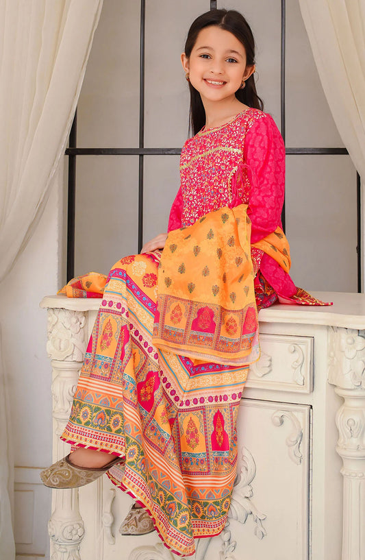Swiss Lawn Digital Printed 3 Piece Suit - INDP-22 - OCH25TE - Pink - Casual Collection