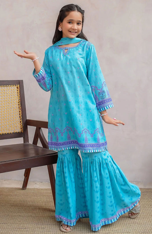 Swiss Lawn Digital Printed 3 Piece Suit - CORF-17 - OCH25GFS - Blue - Casual Collection