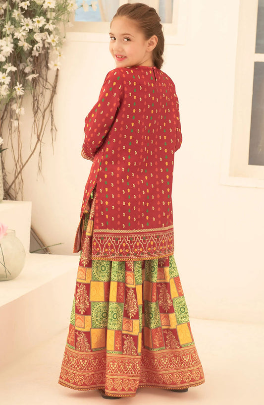 Herringbone Digital Printed 3 Piece Suit - INDP-19 - OCH25TE - Red - Casual Collection