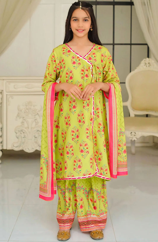 Swiss Lawn Digital Printed 3 Piece Suit - CORF-16 - OCH25GFS - Green - Casual Collection