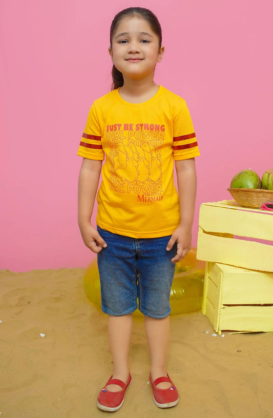 Modest Casual Jersey Stitched T-Shirt - GS2408-Mst Girl Power Graphic Tee - MOD25STS - Yellow - Casual Collection