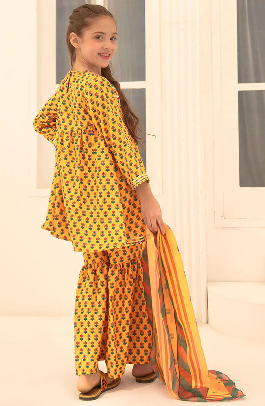 Herringbone Digital Printed 3 Piece Suit - INDP-16 - OCH25TE - Mustard - Casual Collection