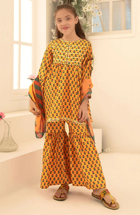 Herringbone Digital Printed 3 Piece Suit - INDP-16 - OCH25TE - Mustard - Casual Collection
