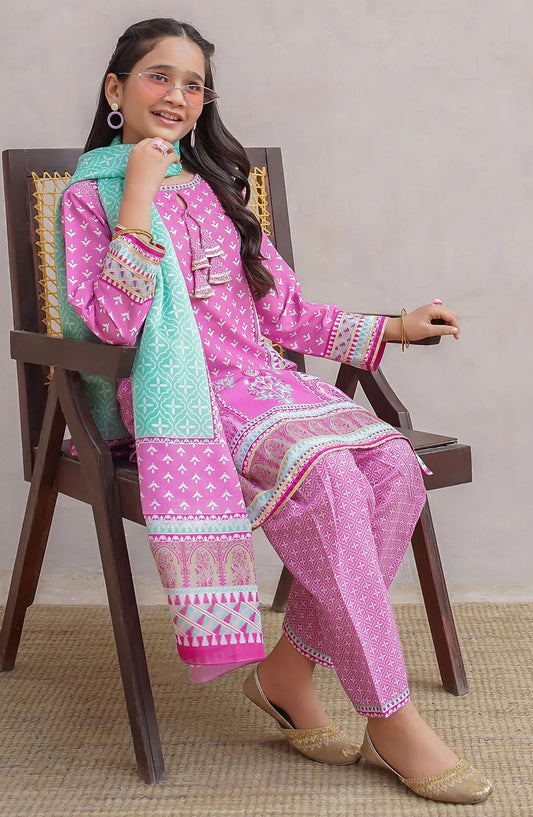 Swiss Lawn Digital Printed 3 Piece Suit - CORF-13 - OCH25GFS - Pink - Casual Collection