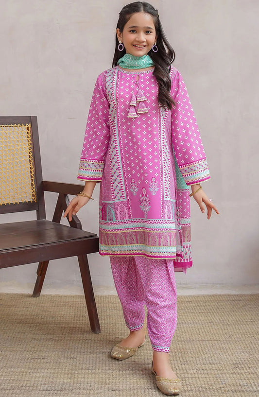 Swiss Lawn Digital Printed 3 Piece Suit - CORF-13 - OCH25GFS - Pink - Casual Collection