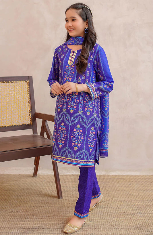 Swiss Lawn Digital Printed 3 Piece Suit - CORF-12 - OCH25GFS - Blue - Casual Collection