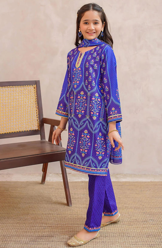 Swiss Lawn Digital Printed 3 Piece Suit - CORF-12 - OCH25GFS - Blue - Casual Collection