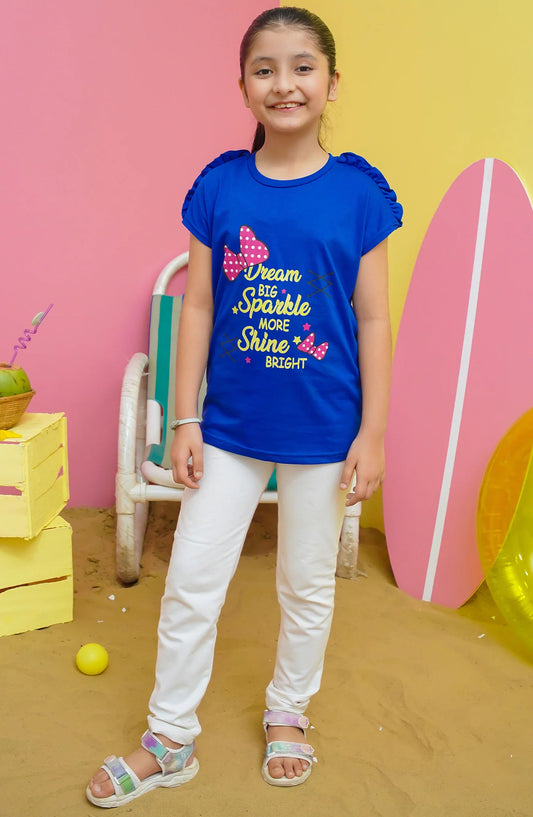 Modest Casual Jersey Stitched T-Shirt - GS2409-RBlu Dream Big Graphic Tee - MOD25STS - Blue - Casual Collection