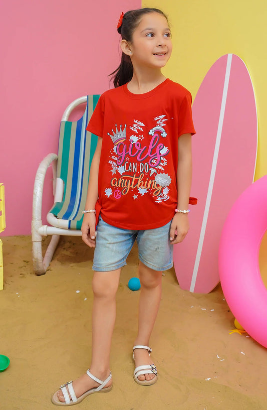 Modest Casual Jersey Stitched T-Shirt - GS2411-Red Power Graphic Tee - Red - MOD25STS - Red - Casual Collection