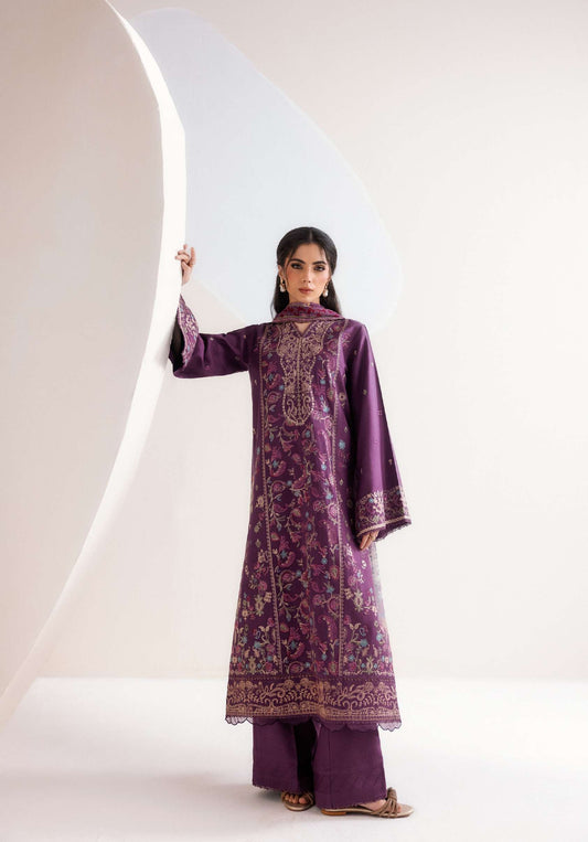 ZYNC By Florent at 3 Pcs Unstitched Dyed Viscose Embroidered Suit - ZFUDVE - D-FZ 08 A