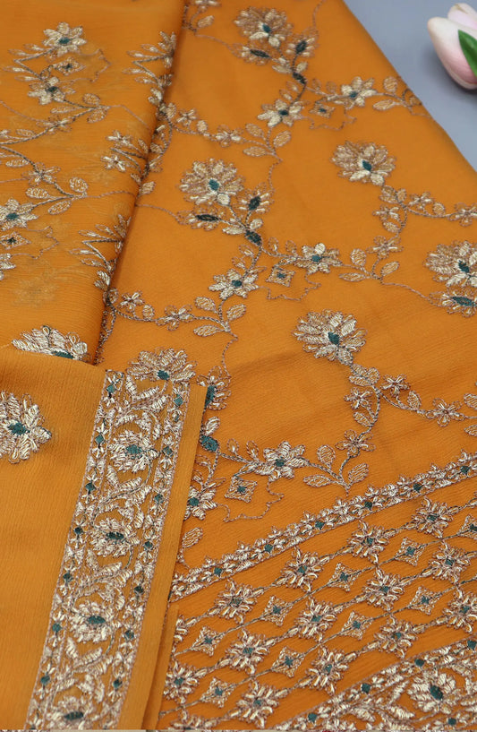 Malhar Unstitched Exclusive Embroidered Crinkle Chiffon Collection 2024 - 4011 G