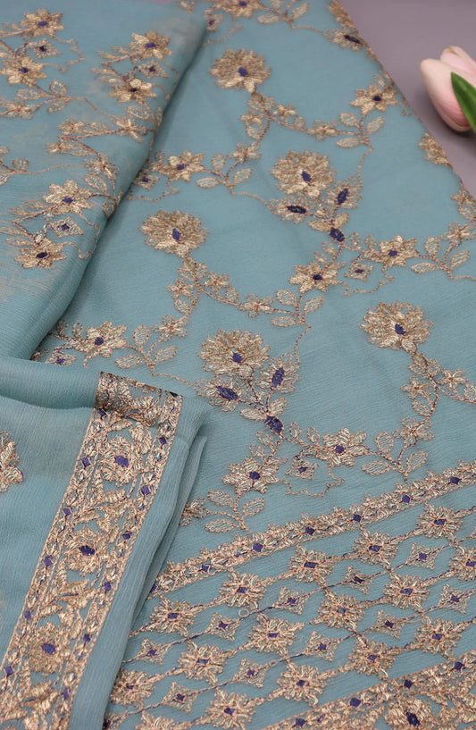 Malhar Unstitched Exclusive Embroidered Crinkle Chiffon Collection 2024 - 4011 H