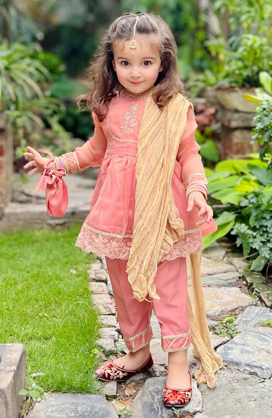 Modest Girls Maysuri 3 Piece Frock - 9025 - MOD25EKK - Pink - Festive Collection