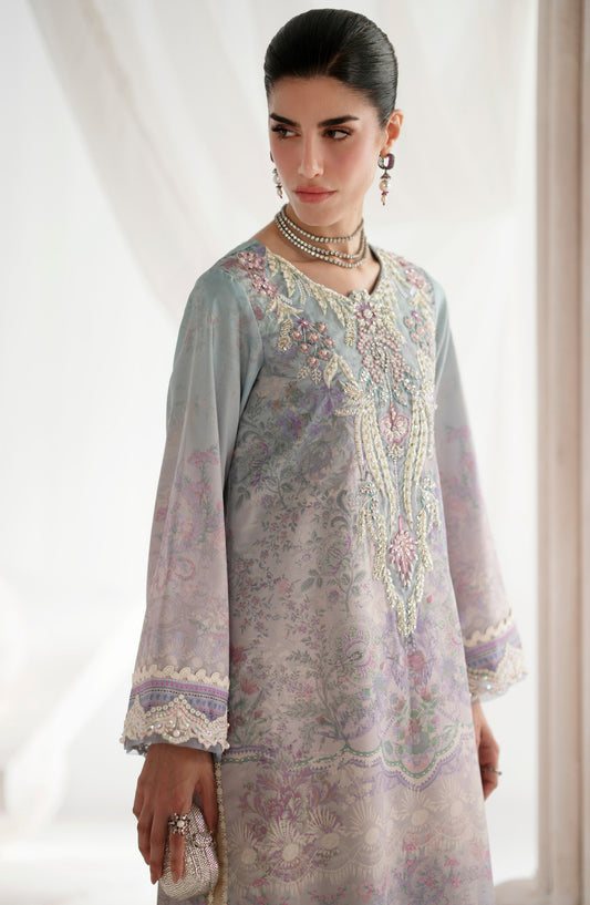 AJR Garden Whisper Embroidered Silk Unstitched 3 Piece Suit - AJR-GW-07 EVARA - AJR25GW - Purple - Luxury Collection