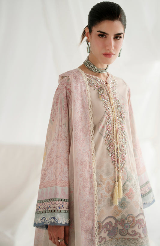 AJR Garden Whisper Embroidered Silk Unstitched 3 Piece Suit - AJR-GW-06 LUMIERE - AJR25GW - Beige - Luxury Collection