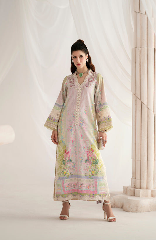 AJR Garden Whisper Embroidered Silk Unstitched 3 Piece Suit - AJR-GW-03 AMORIA - AJR25GW - Light Pink - Luxury Collection