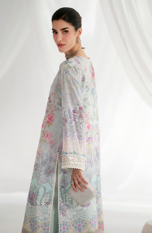 AJR Garden Whisper Embroidered Silk Unstitched 3 Piece Suit - AJR-GW-04 AURINA - AJR25GW - Sky Blue - Luxury Collection