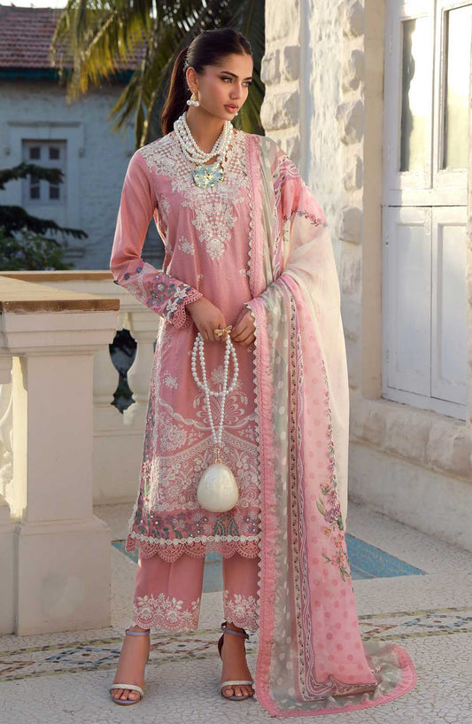 AJR Signature Embroidered Lawn Unstitched 3 Piece Suit - ASL-2610 Sira - AJR26SGN - Pink - Summer Festive Collection