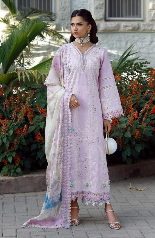 AJR Signature Embroidered Lawn Unstitched 3 Piece Suit - ASL-2607 Syna - AJR26SGN - Purple - Summer Festive Collection