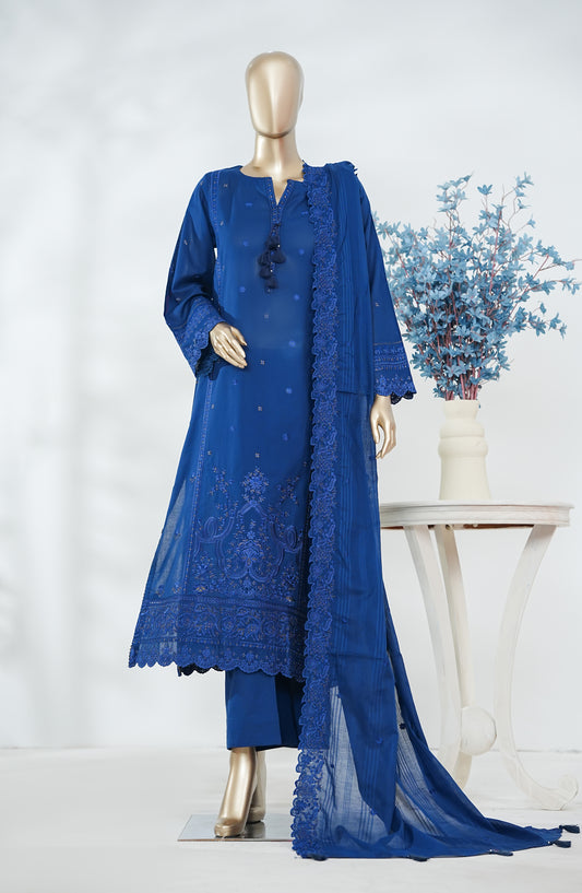 Lakhnawi Celebration by Amna Khadija Embroidered Cotton Stitched 3 Piece Suit - AKLC-04 - AM26LAKH - Blue - Eid Collection