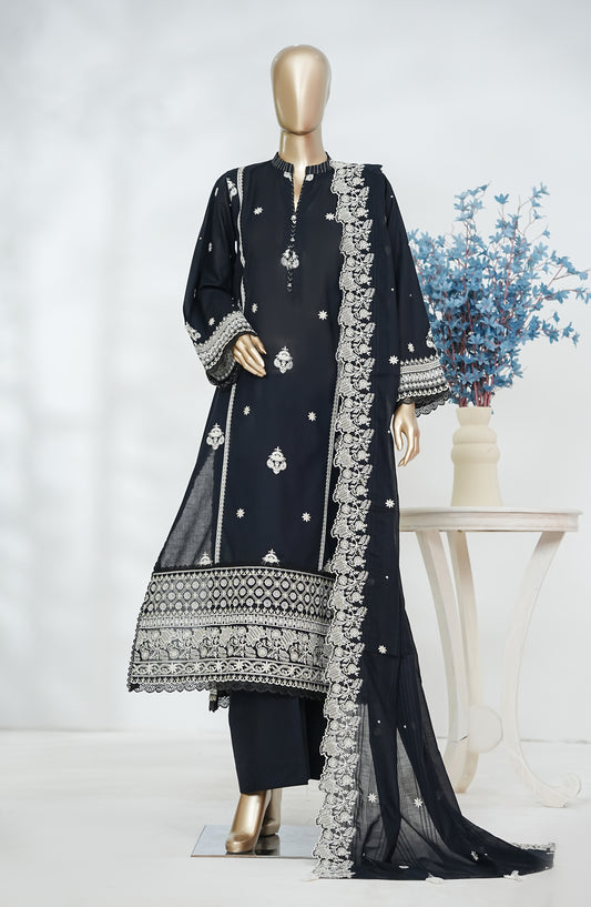 Lakhnawi Celebration by Amna Khadija Embroidered Cotton Stitched 3 Piece Suit - AKLC-06 - AM26LAKH - Black - Eid Collection