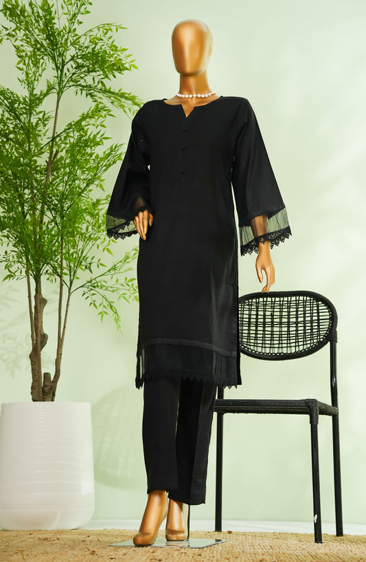 Monochrome by Amna Khadija Embroidered Cotton Stitched 2 Piece Suit - AM25MNC2 - D-282 - Black - Summer Collection