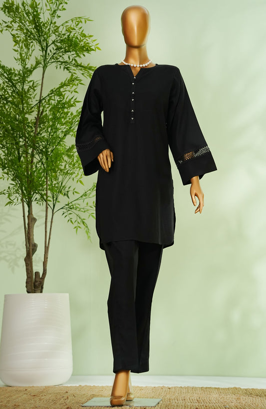 Monochrome by Amna Khadija Embroidered Cotton Stitched 2 Piece Suit - AM25MNC2 - D-278 - Black - Summer Collection
