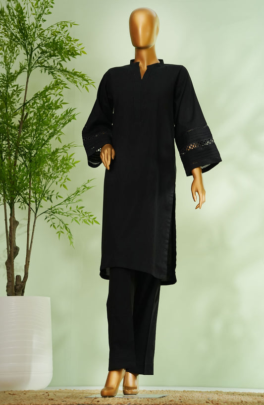 Monochrome by Amna Khadija Embroidered Cotton Stitched 2 Piece Suit - AM25MNC2 - D-280 - Black - Summer Collection