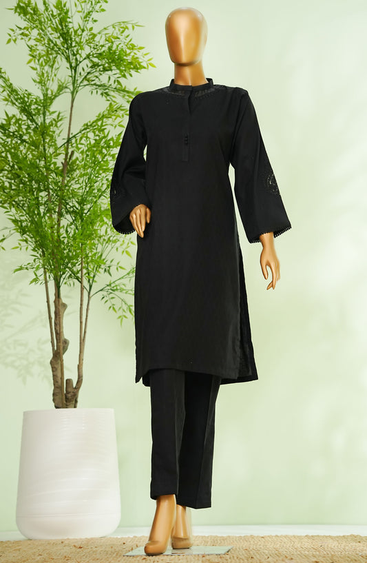 Monochrome by Amna Khadija Embroidered Cotton Stitched 2 Piece Suit - AM25MNC2 - D-285 - Black - Summer Collection