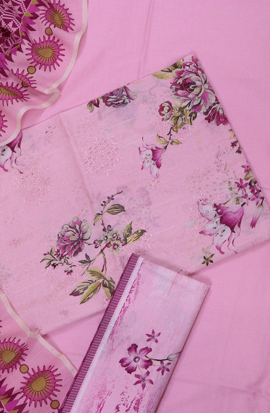 Zeenat by Amna Khadija Embroidered Chikankari Lawn Unstitched 3 Piece Suit - AM25ZNT - D-07 - Pink - Summer Collection