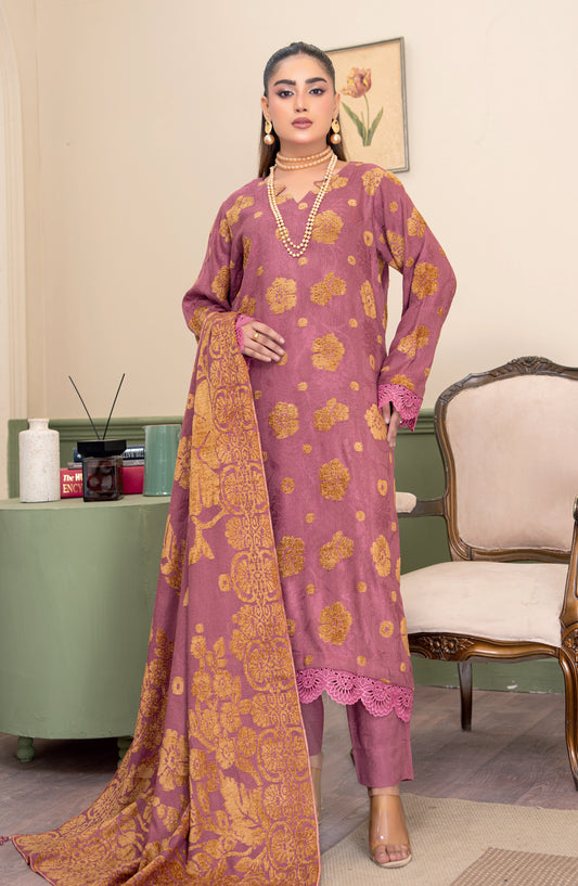 Aagosh by Riaz Arts Premium Jacquard Peach Unstitched 3 Piece Suit - D-06 - RA25AGS - Pink - Winter Collection