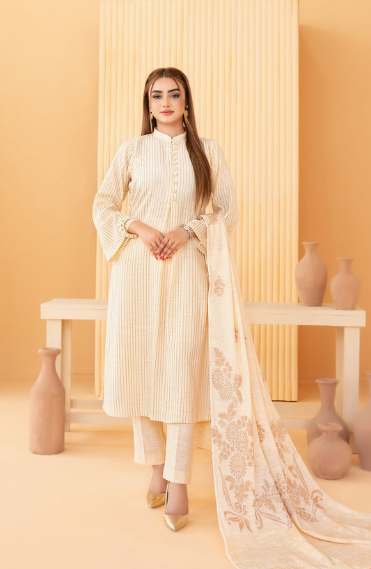 Abiha by Tawakkal Fabrics Fancy Exclusive Leather Peach Unstitched 3 Piece Suit - D-5524 - TF25ABHA - Fawn - Winter Collection