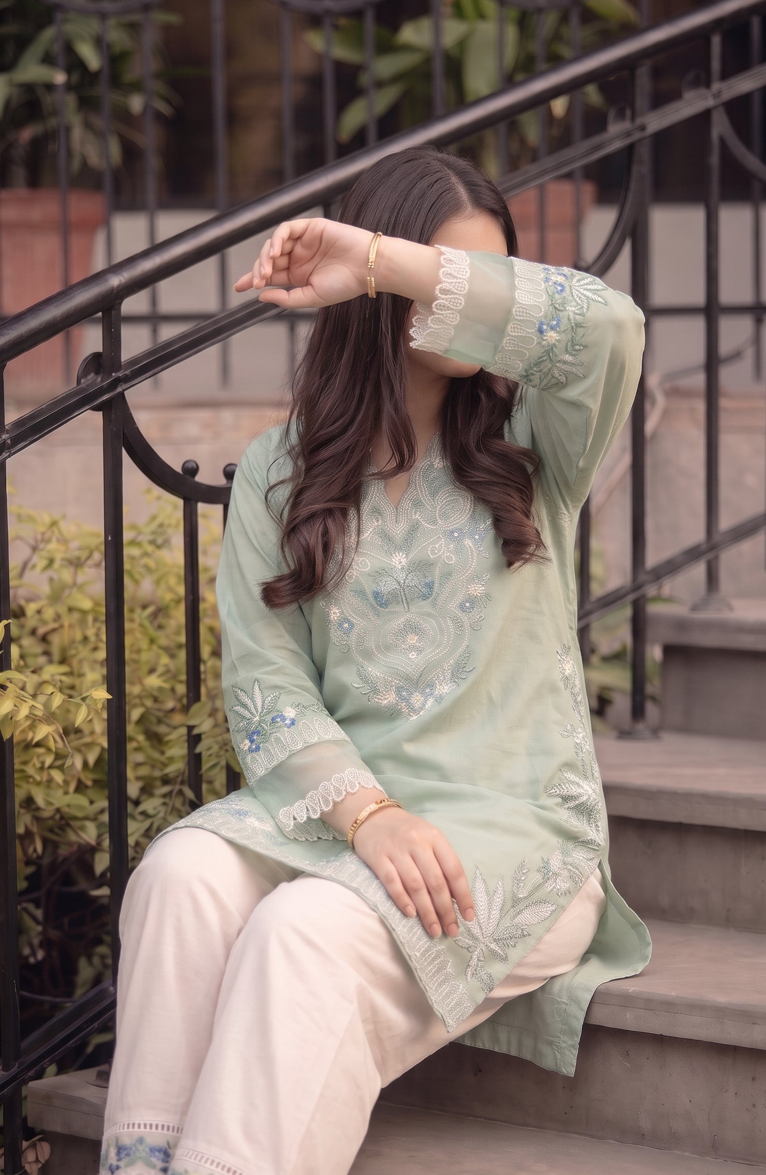 Adaa-e-Khaas by Amna Khadija Embroidered Cotton Stitched 2 Piece Co-ords Set - AKAK-02 - AM26KAK - Green - Casual Collection