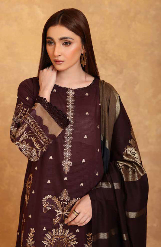 Adeeva by Johra Embroidered Jacquard Lawn Unstitched 3 Piece Suit - JH-707 - JH25ADV - Maroon - Summer Collection