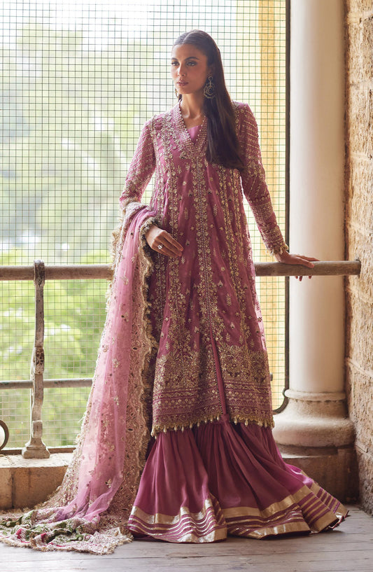 Afrozeh Dastan Goi Embroidered Poly Net Unstitched 3 Piece Suit - 06 Riwayat - AF26DST - Pink - Festive Collection