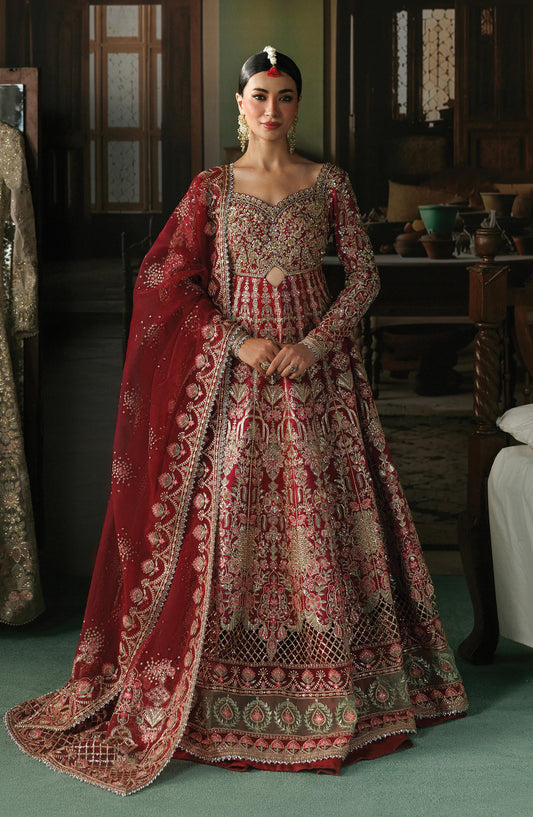 Afrozeh Shehnai Embroidered Raw Silk Unstitched 3 Piece Suit - 10 Virsa - AFS26SHN - Red - Formal Collection