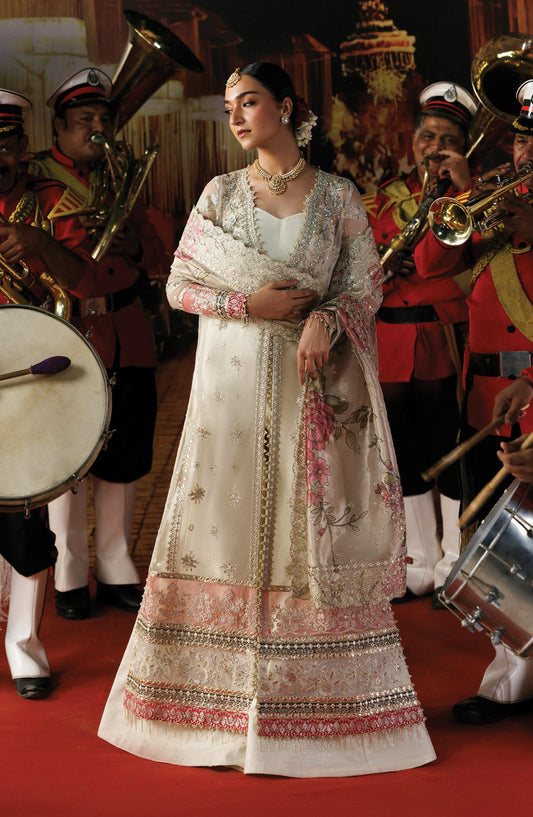 Afrozeh Shehnai Embroidered Poly Net Unstitched 3 Piece Suit - 04 Rang-e-Wafa - AFS26SHN - White - Formal Collection