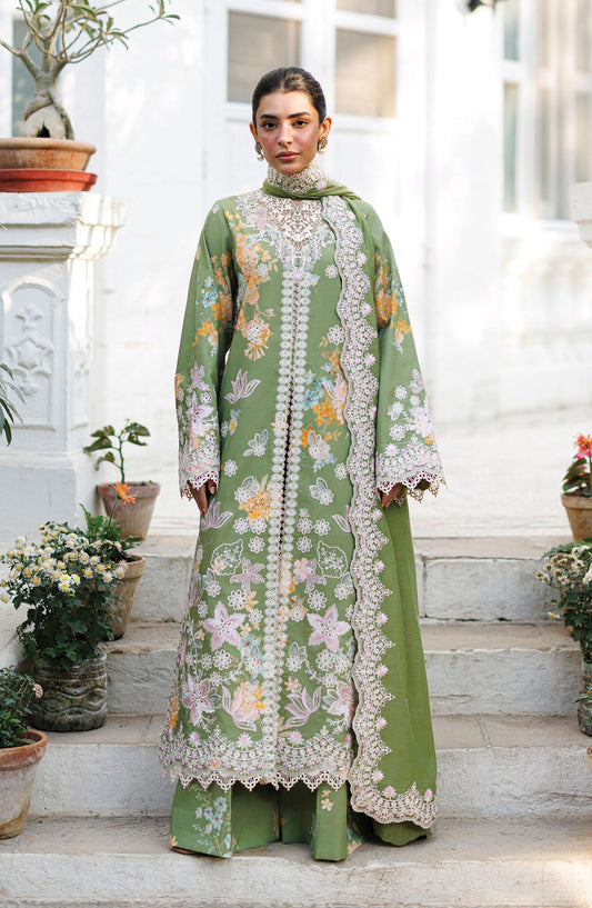 Afrozeh Summer Together Embroidered Lawn Unstitched 3 Piece Suit - FWU0008 Serelith - AF26SMT - Green - Luxury Collection