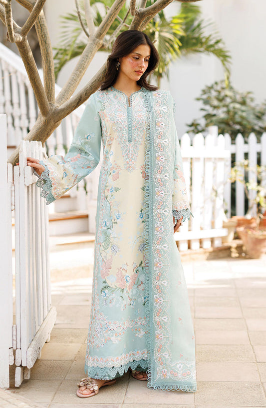 Afrozeh Summer Together Embroidered Lawn Unstitched 3 Piece Suit - FWU0003 Selea - AF26SMT - Sea Green - Luxury Collection