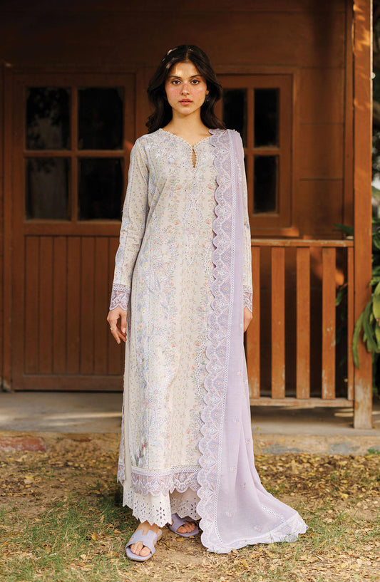 Afrozeh Summer Together Embroidered Lawn Unstitched 3 Piece Suit - FWU0001 Solayne - AF26SMT - Light Purple - Luxury Collection