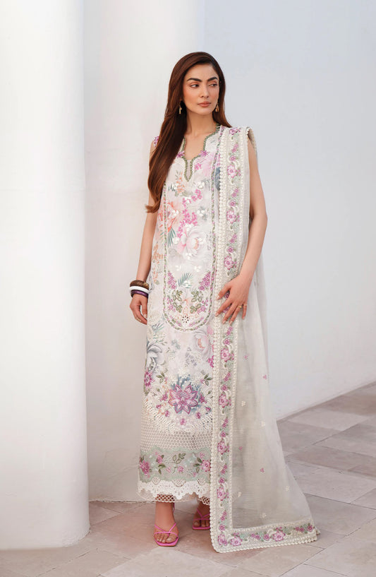 Afrozeh Sunspell Embroidered Lawn Unstitched 3 Piece Suit - Auremyst - AF26SNS - Pink - Summer Collection